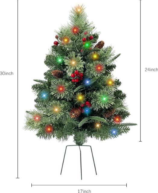 Pre-Lit Artificial Christmas Tree Set with LED Lights