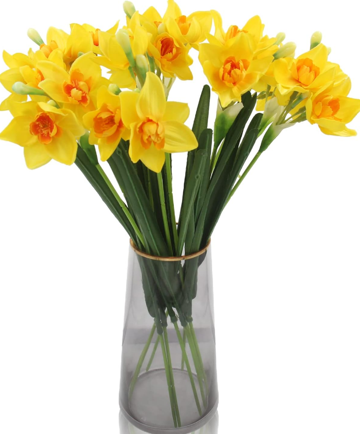 Artificial Daffodils Flowers Bouquet – Silk Fake Daffodil Stems