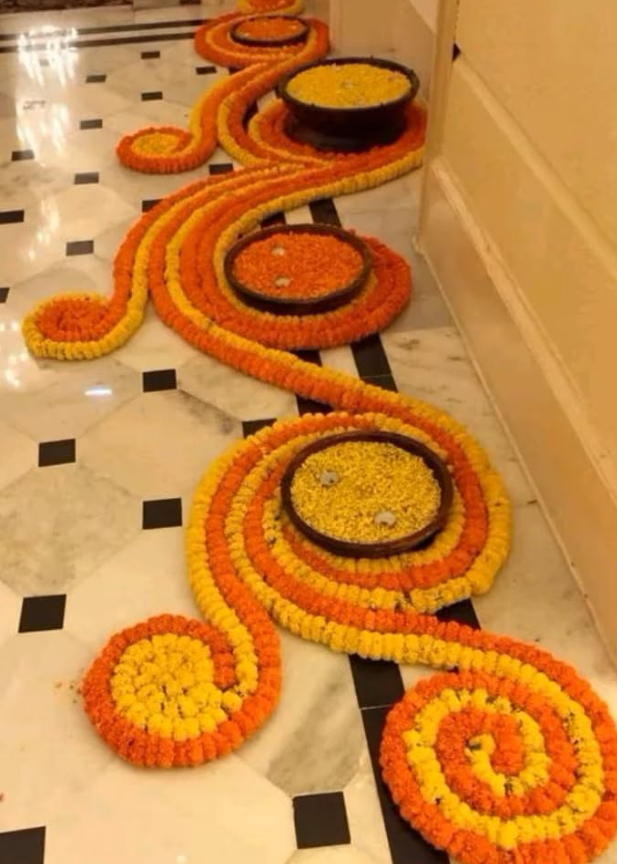 Artificial Marigold Flower -Long Floral Strings for Wedding
