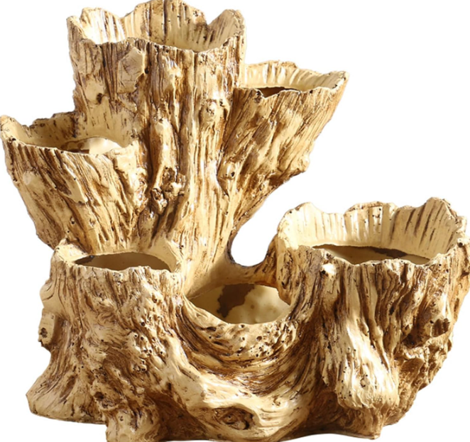 Driftwood Plant Pot – Rustic Resin Flower