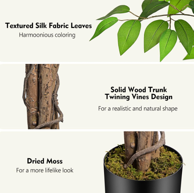 Artificial Ficus Tree – Silk Ficus Plant with Realistic Leaves