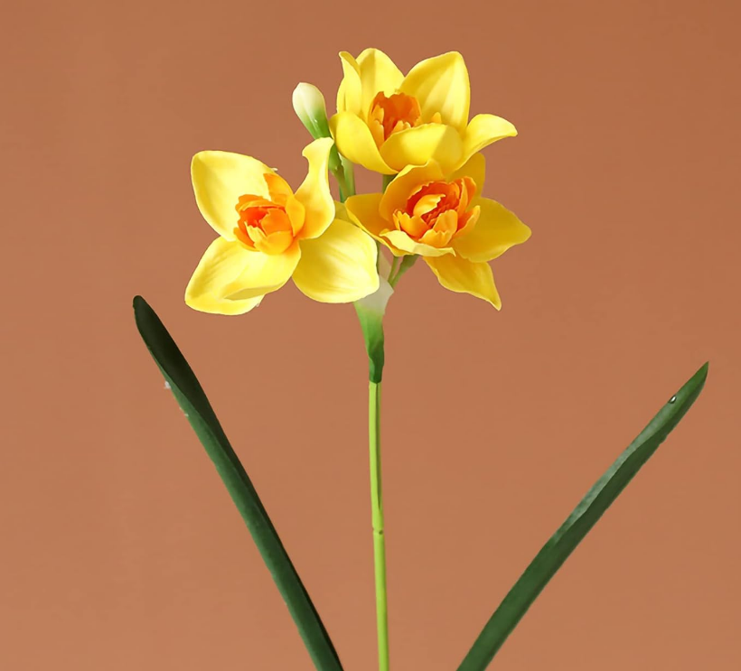 Artificial Daffodils Flowers Bouquet – Silk Fake Daffodil Stems