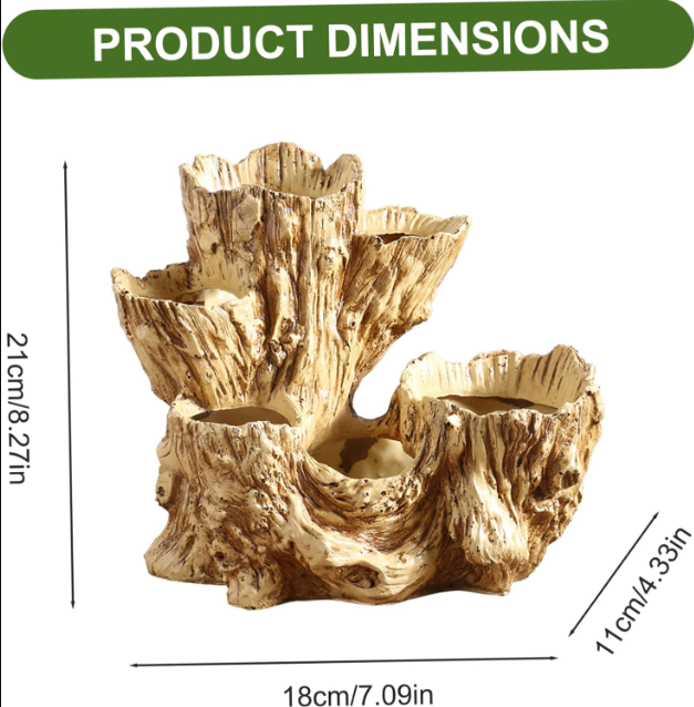 Driftwood Plant Pot – Rustic Resin Flower