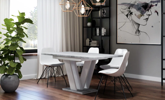 Extendable Dining Table with V-Shaped Base - Image 3