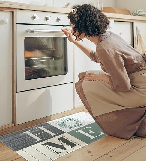 Kitchen Mat Set – Non-Slip Crystal Velvet Rugs with Floral Design - Image 4