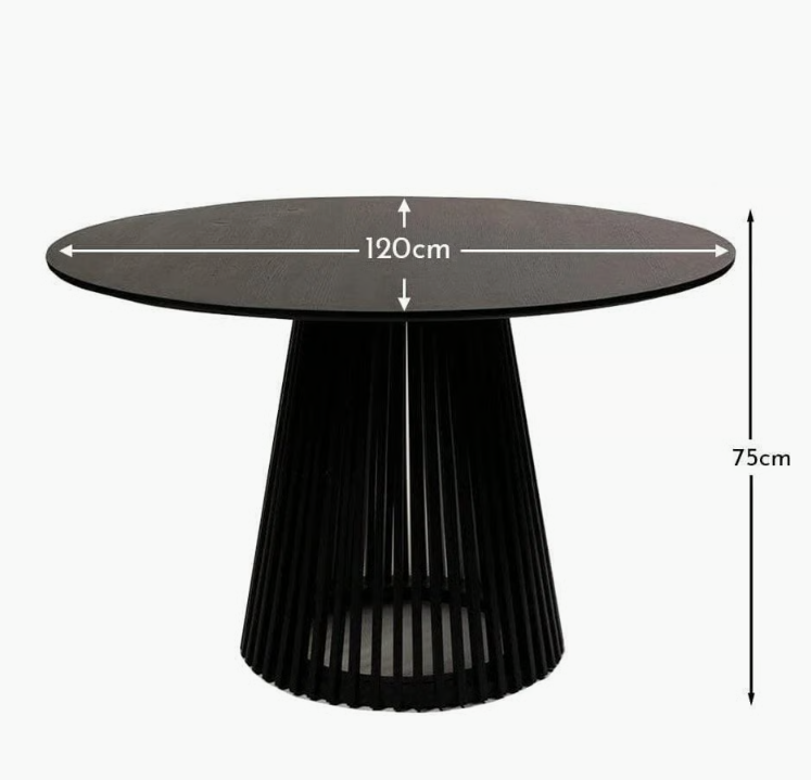 Black Round Dining Table 120cm Serene Japandi Harmony - Image 4