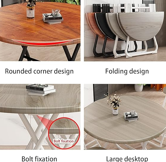 Round Folding Table – Portable Steel Frame with MDF Top - Image 4