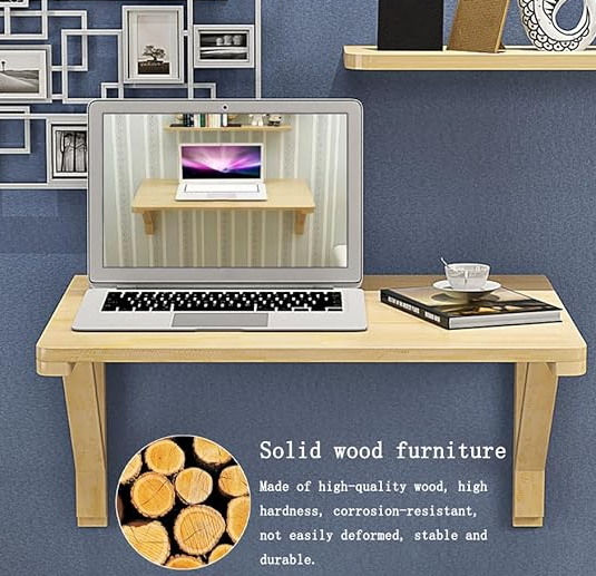 Wooden Wall Mounted Desk – Foldable Drop Leaf Table with Strong Load-Bearing - Image 2