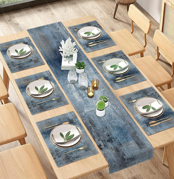 Table Runner with Placemats Set of 6 – Linen Dining Table Runner - Image 2