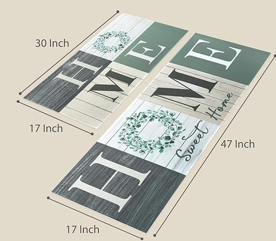 Kitchen Mat Set – Non-Slip Crystal Velvet Rugs with Floral Design - Image 3