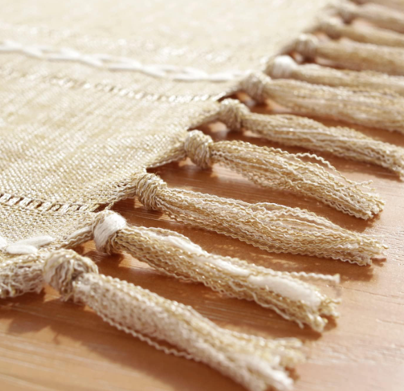 Rustic Table Runner with Tassels – Handmade Braided Polyester Burlap - Image 5