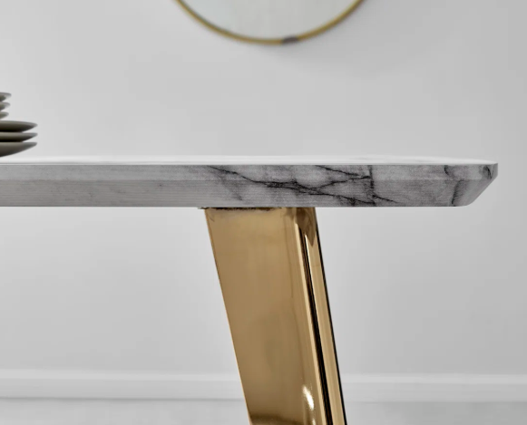 Luxury Gold Marble Dining Table – Modern Rectangular 160cm Tabletop - Image 3