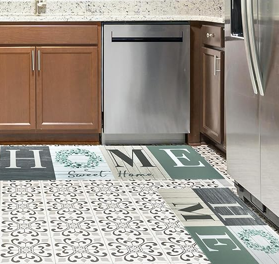 Kitchen Mat Set – Non-Slip Crystal Velvet Rugs with Floral Design - Image 2