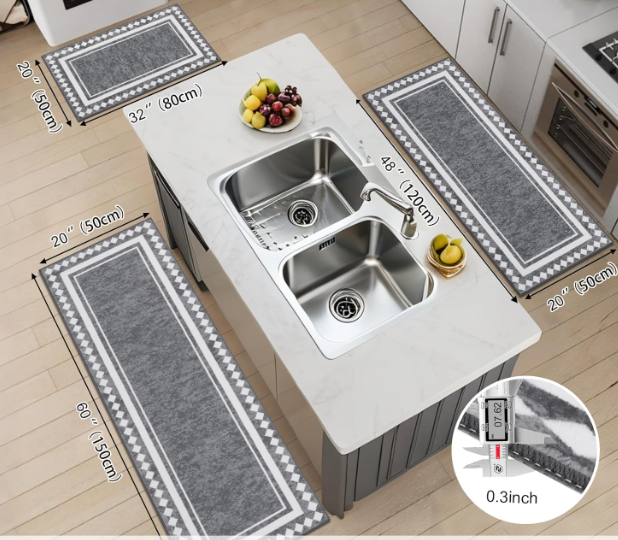 Kitchen Rugs Sets – Non Slip Washable Farmhouse Kitchen Mats - Image 2