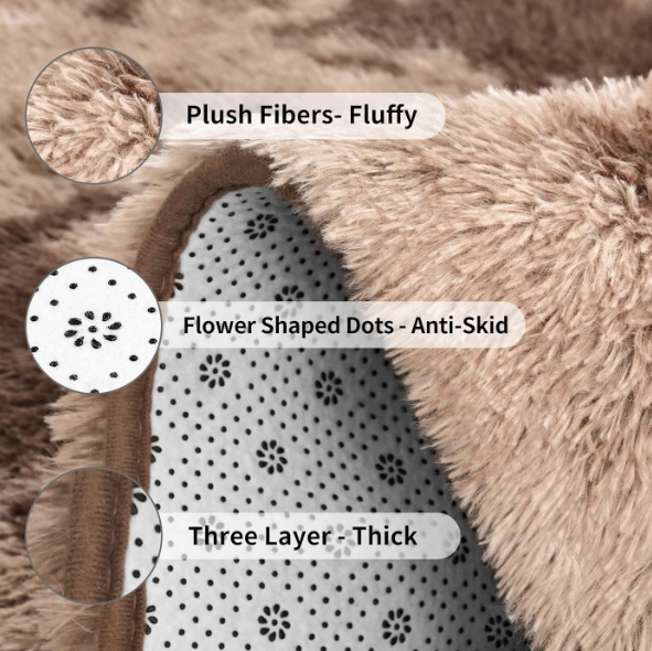 Super Soft Coffee Area Rug – Fluffy Shaggy Carpet for Living Room - Image 3