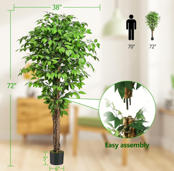 Artificial Ficus Tree – Silk Ficus Plant with Realistic Leaves