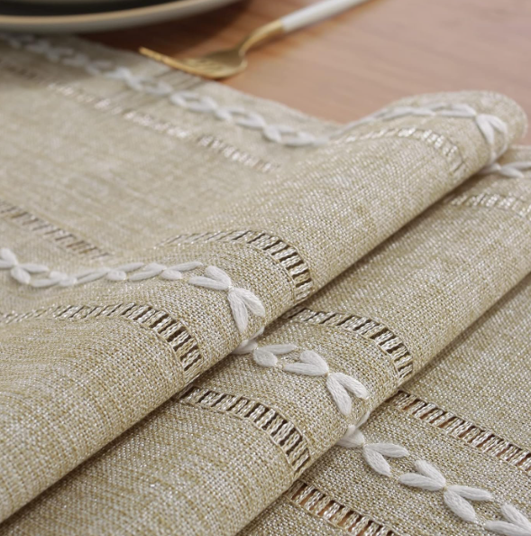 Rustic Table Runner with Tassels – Handmade Braided Polyester Burlap - Image 4