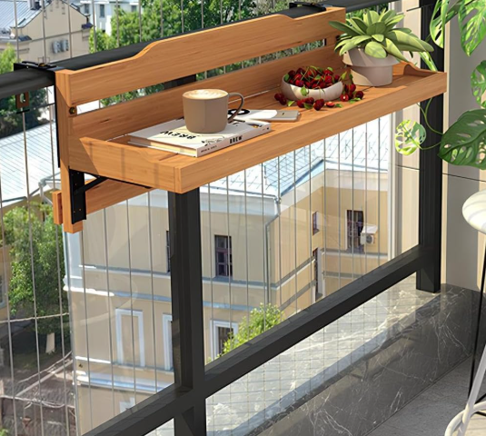 Balcony Standing Table Adjustable Folding Railing Bar Table