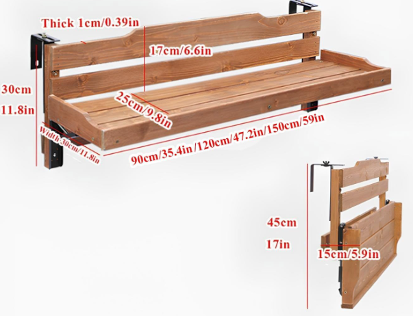 Balcony Standing Table Adjustable Folding Railing Bar Table - Image 2