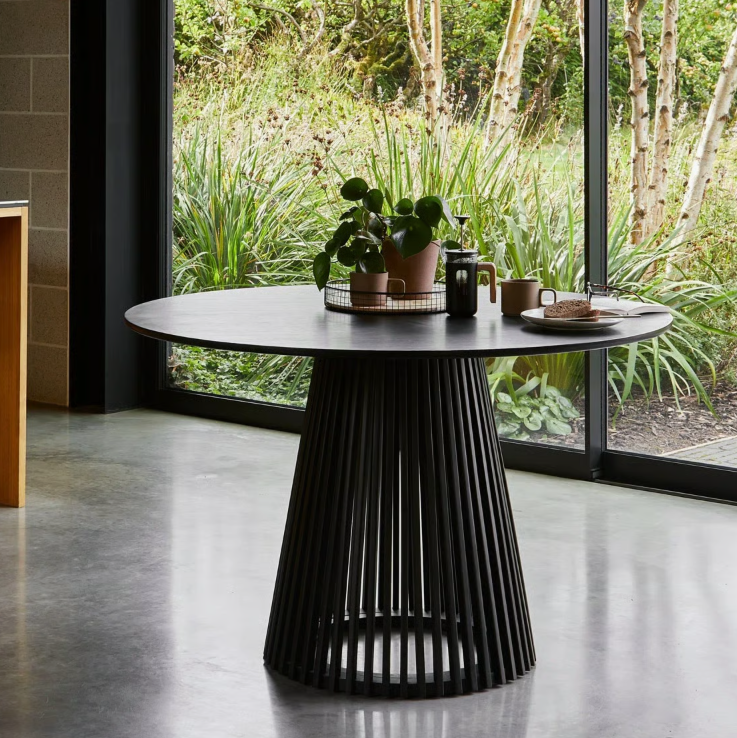 Black Round Dining Table 120cm Serene Japandi Harmony - Image 2