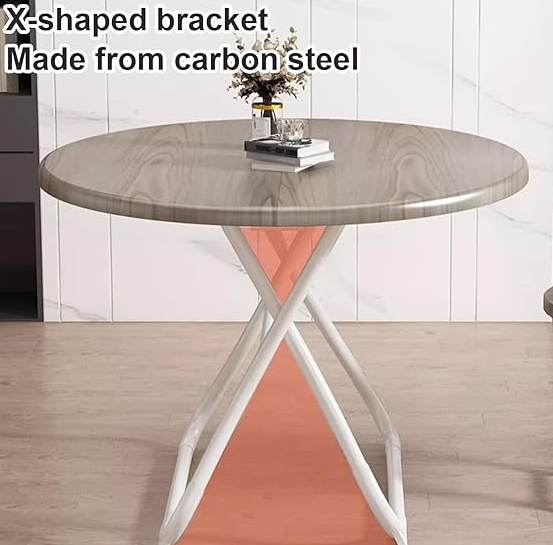Round Folding Table – Portable Steel Frame with MDF Top - Image 3