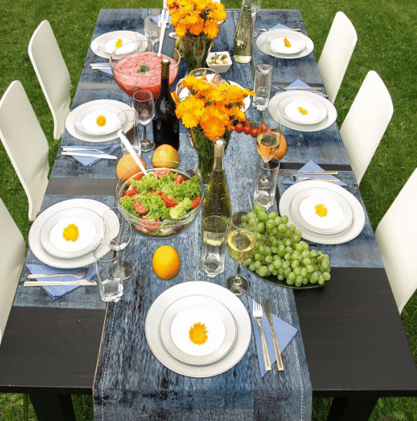 Table Runner with Placemats Set of 6 – Linen Dining Table Runner