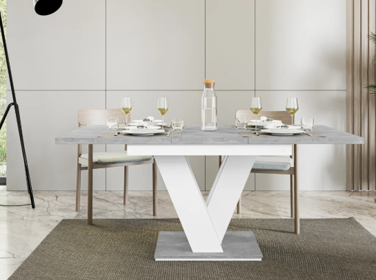 Extendable Dining Table with V-Shaped Base - Image 2
