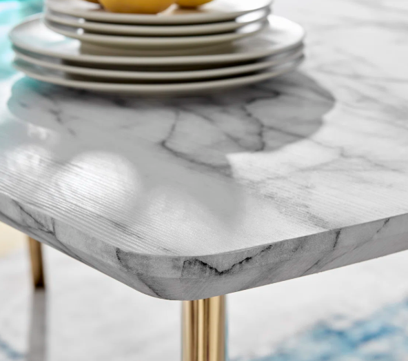 Luxury Gold Marble Dining Table – Modern Rectangular 160cm Tabletop