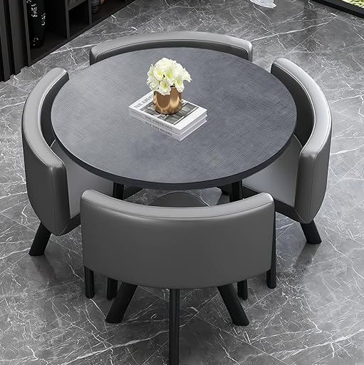 Dining Table Set with 4 Chairs – Round Modern Kitchen Table - Image 2