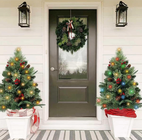 Pre-Lit Artificial Christmas Tree Set with LED Lights